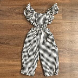 Baileys Blossom Gingham 3T Jumpsuit with Ruffle Straps